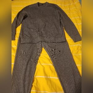 Alfani Men's Gray With White Pinstriped Sweatshirt And Joggers Size M